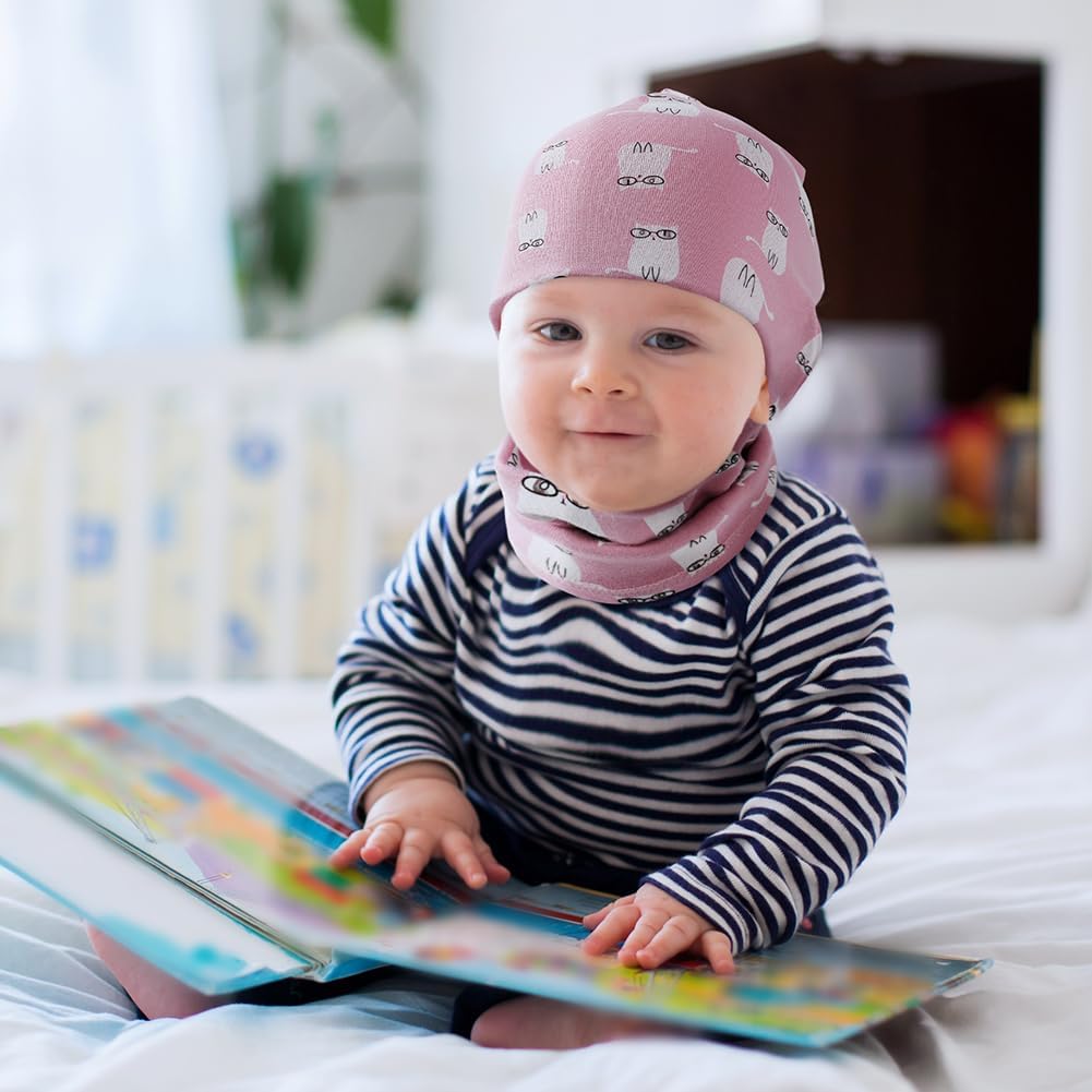 Thumbnail 6 de Ensemble bonnet et écharpe pour enfant Aolso – coton doux, motifs animés, rose