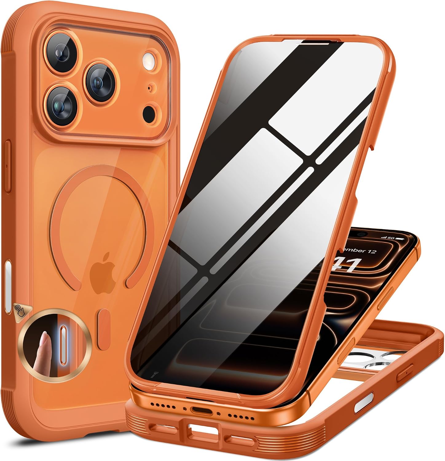 Detalle de Miracase iPhone 17 Pro Max Case with Privacy Screen, MagSafe, Orange