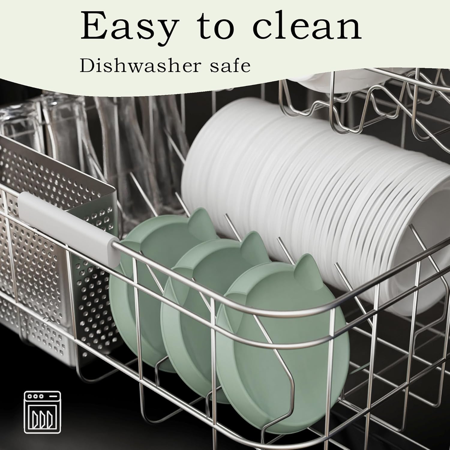 Thumbnail 5 de Gamelle en silicone pour chat (1 pièce) 15 x 15 cm, vert clair — protection des poils de barbe