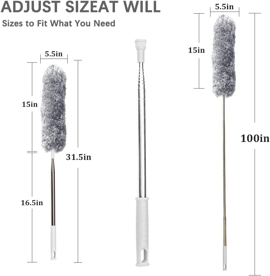Thumbnail 4 de DELUX Extendable Microfiber Feather Duster with 100-Inch Pole, Bendable Head and Washable Head