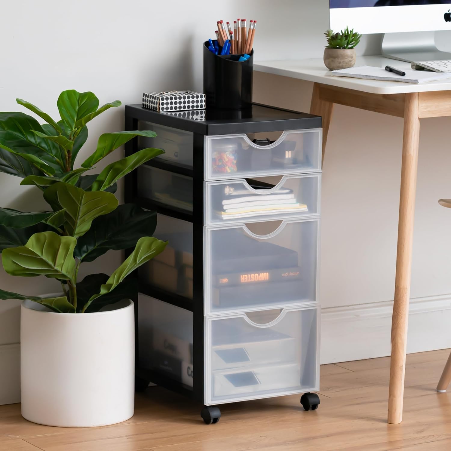 Detalle de Iris Ohyama DDDC-322 Rollcontainer mit 4 Schubladen