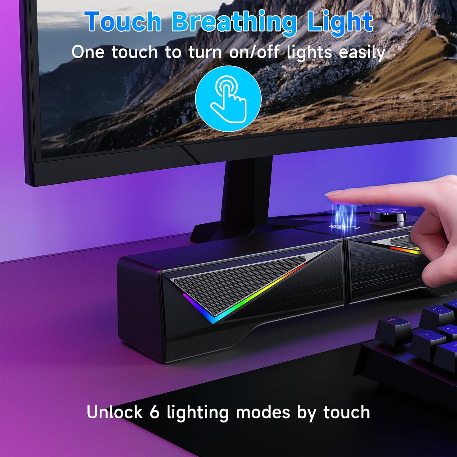 Detalle de AOC Splitx Detachable Computer Speakers, Bluetooth 5.3, 10W RGB