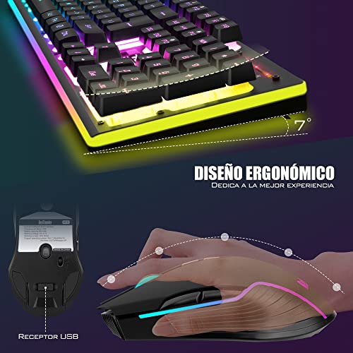 Thumbnail 5 de RedThunder K10: Teclado y Ratón Inalámbricos Gaming con Iluminación RGB y Batería Recargable (Disposición ES) para PC/PS5/Xbox