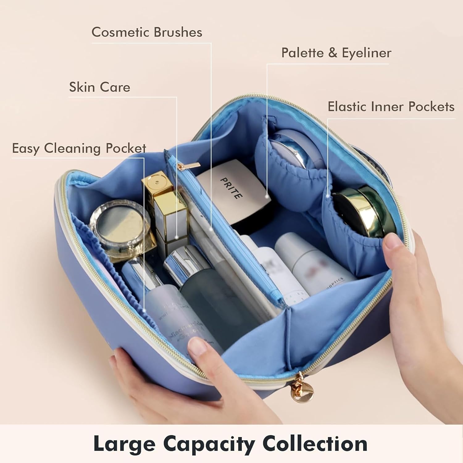 Thumbnail 2 de Prite Large Capacity Makeup Bag: Versatile, Waterproof Travel Cosmetic Case