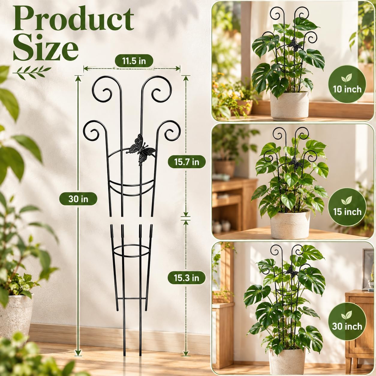 Detalle de Coomin metal plant trellis, 32.6-inch