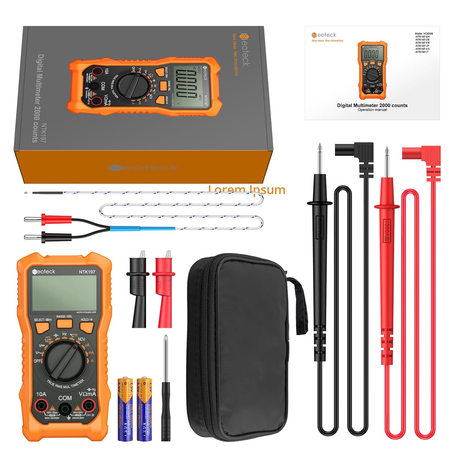 Thumbnail 6 de Neoteck Digital Multimeter (Spannungsprüfer) mit NCV, AC/DC und 2000 Zählern