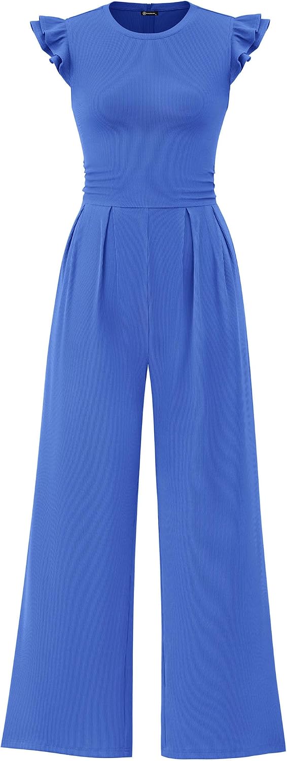 Thumbnail 6 de PRETTYGARDEN Summer Jumpsuit Ruffle Cap Sleeve