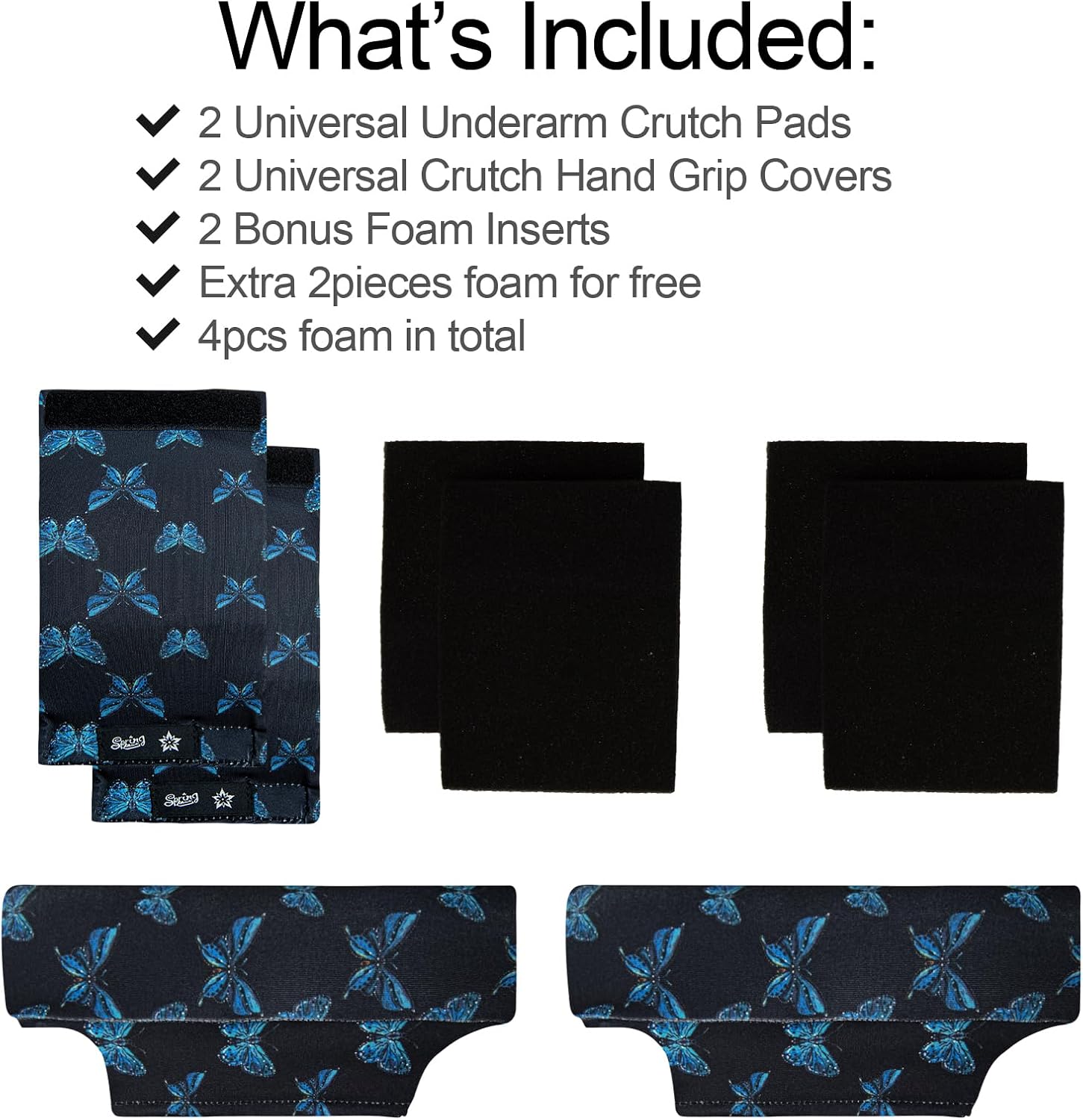 Thumbnail 2 de SPRING SEAON H031F11F Crutch Pad and Grip Covers, 6-Piece Set, Blue Butterflies