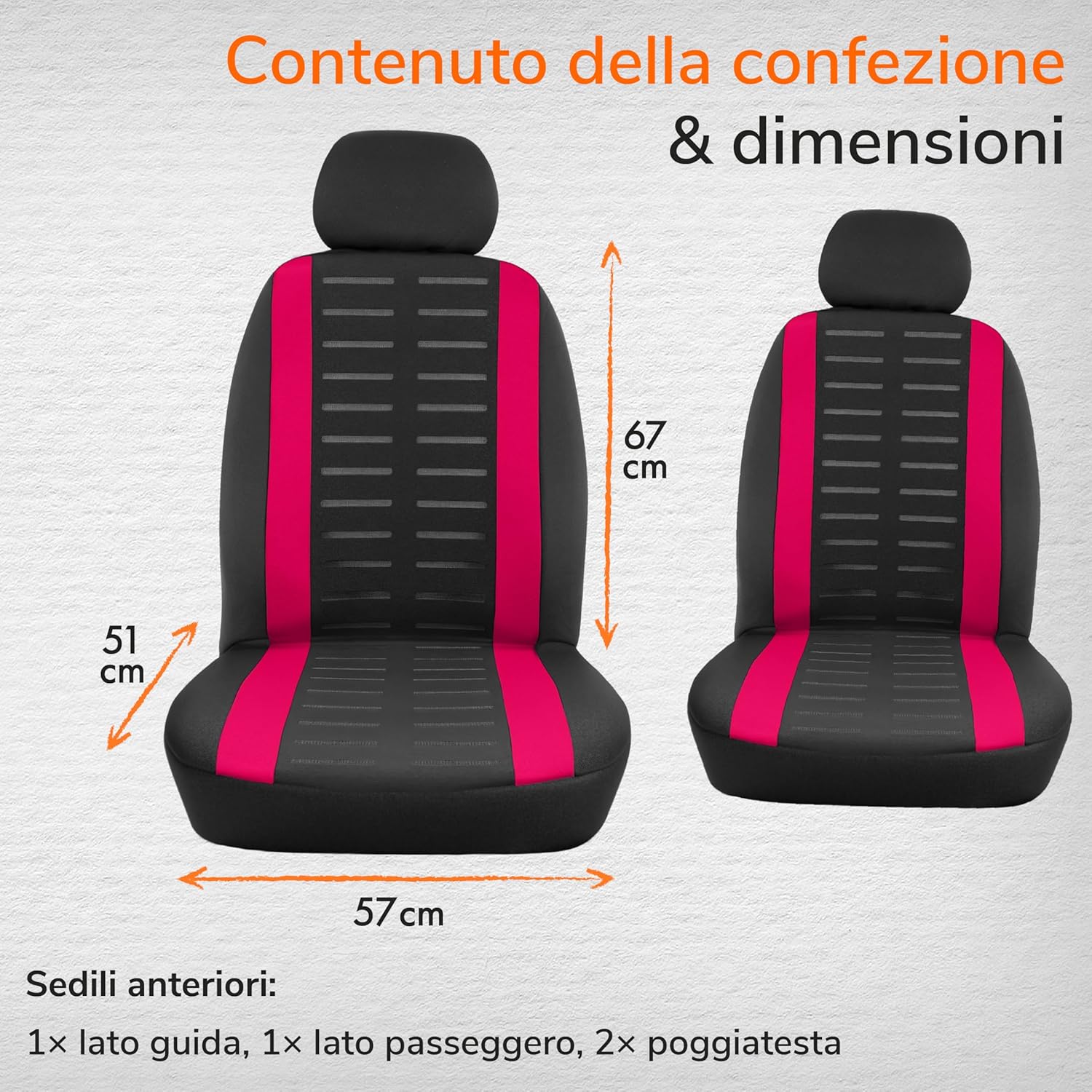 Detalle 2 de Upgrade4cars Coprisedili Anteriore Rosa set 4 pezzi