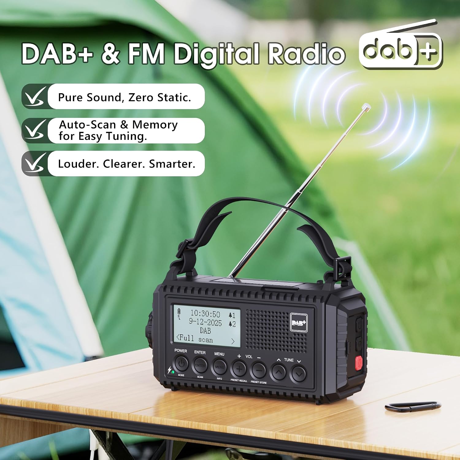 Detalle 2 de ROCAM CR1009PRO DAB draagbare DAB+/FM-noodradio met zonnepaneel, zwengel en 5000 mAh