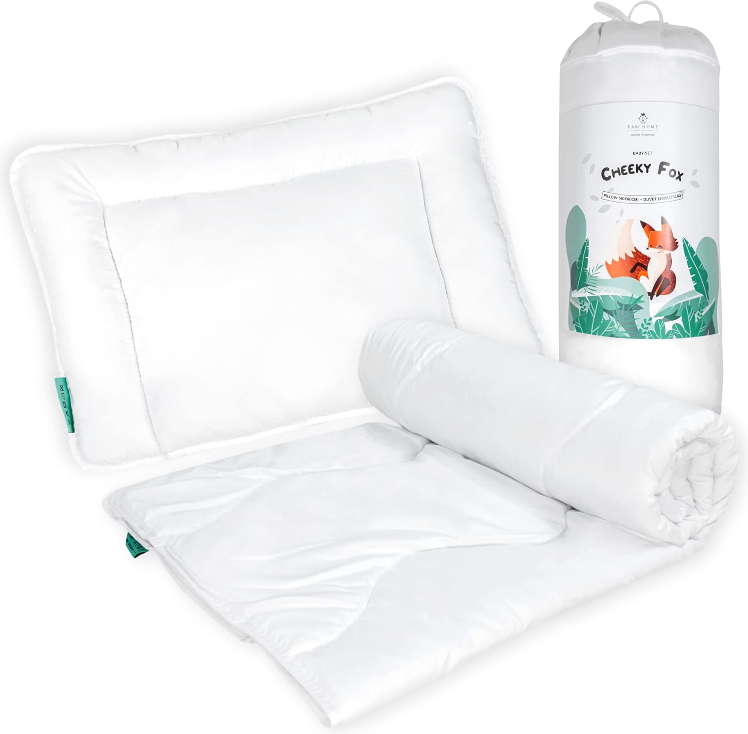 Detalle de FAM' Home Baby Cheeky Fox Bettdecke & Kissen-Set 90x120 cm + 40x60 cm – OEKO-TEX, antiallergisch