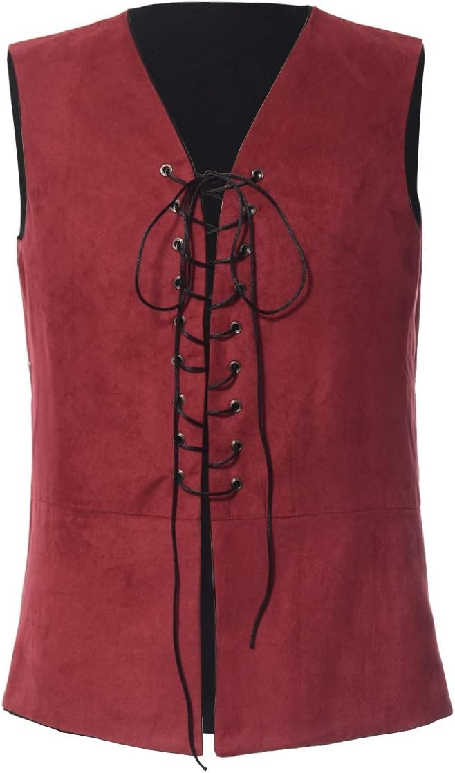 GRACEART Renaissance Médiéval : gilet homme réversible pirate, idéal déguisement