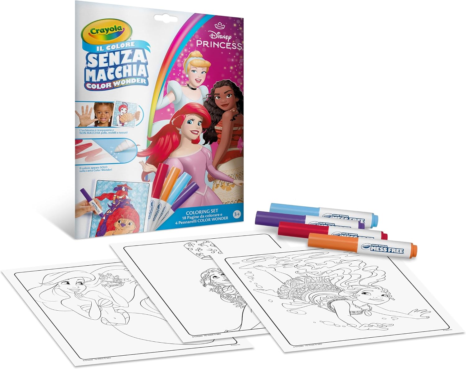 Detalle de CRAYOLA Färgwonder 25–2900 målarset med Disney Princess och fläckfria markörer