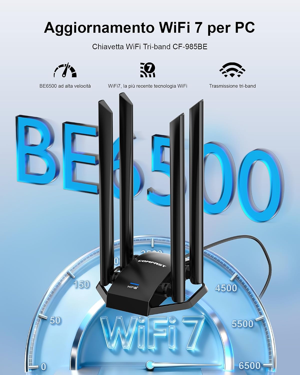 Thumbnail 1 de COMFAST WiFi 7 Chiavetta USB 3.0 – Adattatore WiFi Tri-Banda con 4 Antenne ad Alto Guadagno