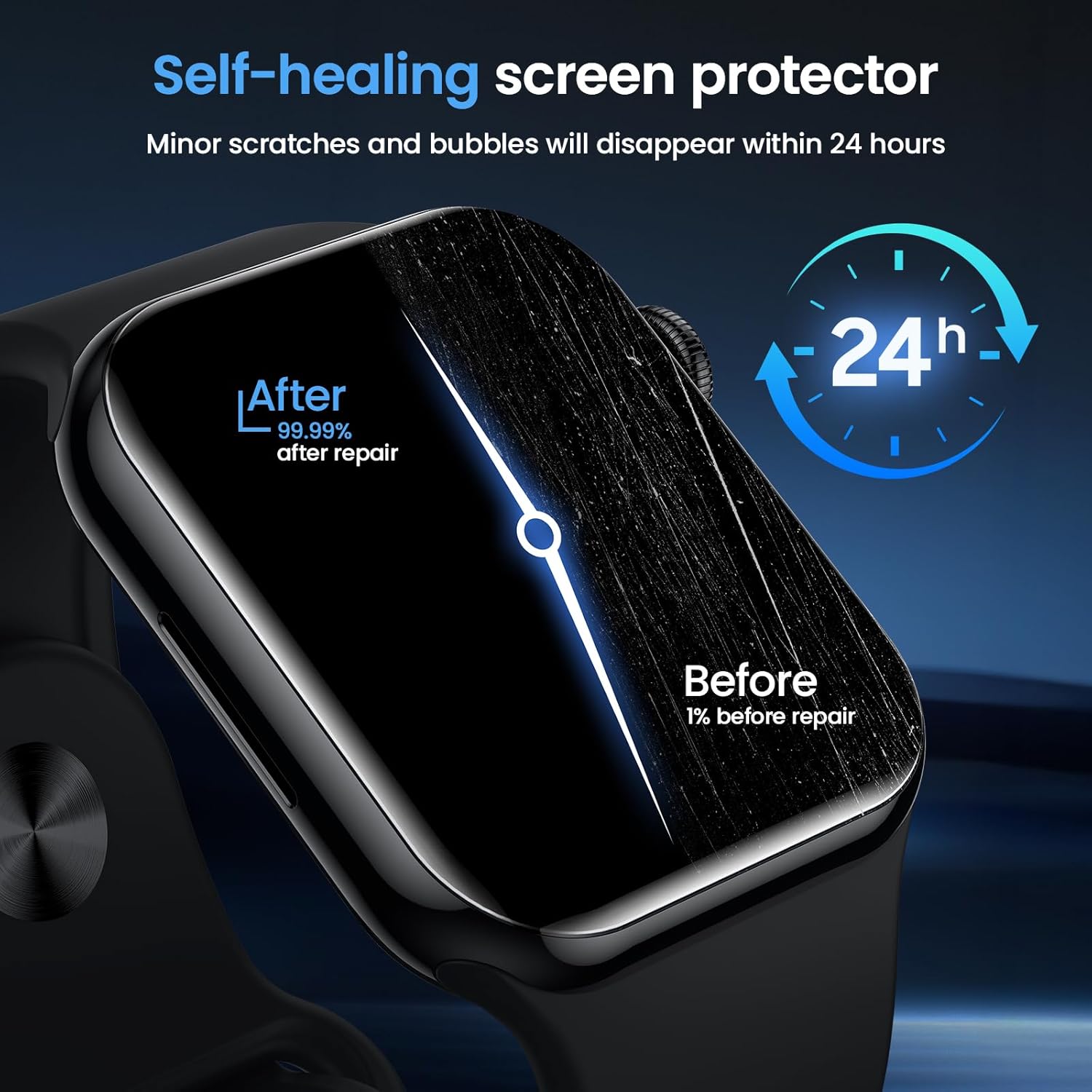 Detalle de UniqueMe Apple Watch screen protector 4 pack