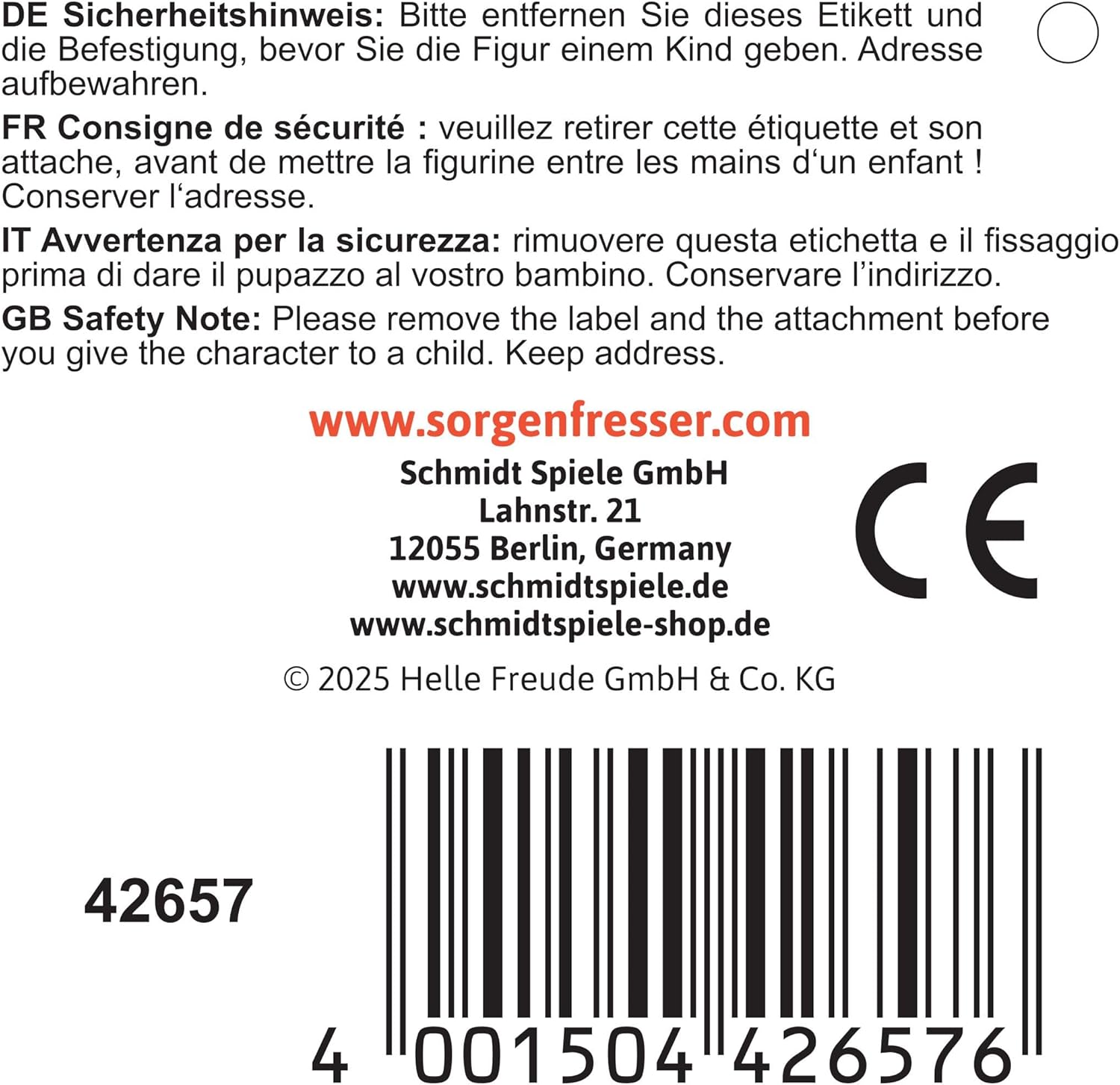 Detalle 2 de Schmidt Spiele Sorgenfresser Jolly 23 cm Plüschfigur