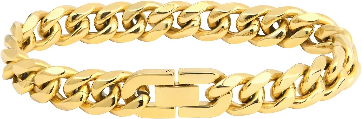 Thumbnail 1 de Flintronic Homme Gourmette Chaîne Bracelet en Acier Inoxydable – Chaîne Large 10 mm, 21 cm
