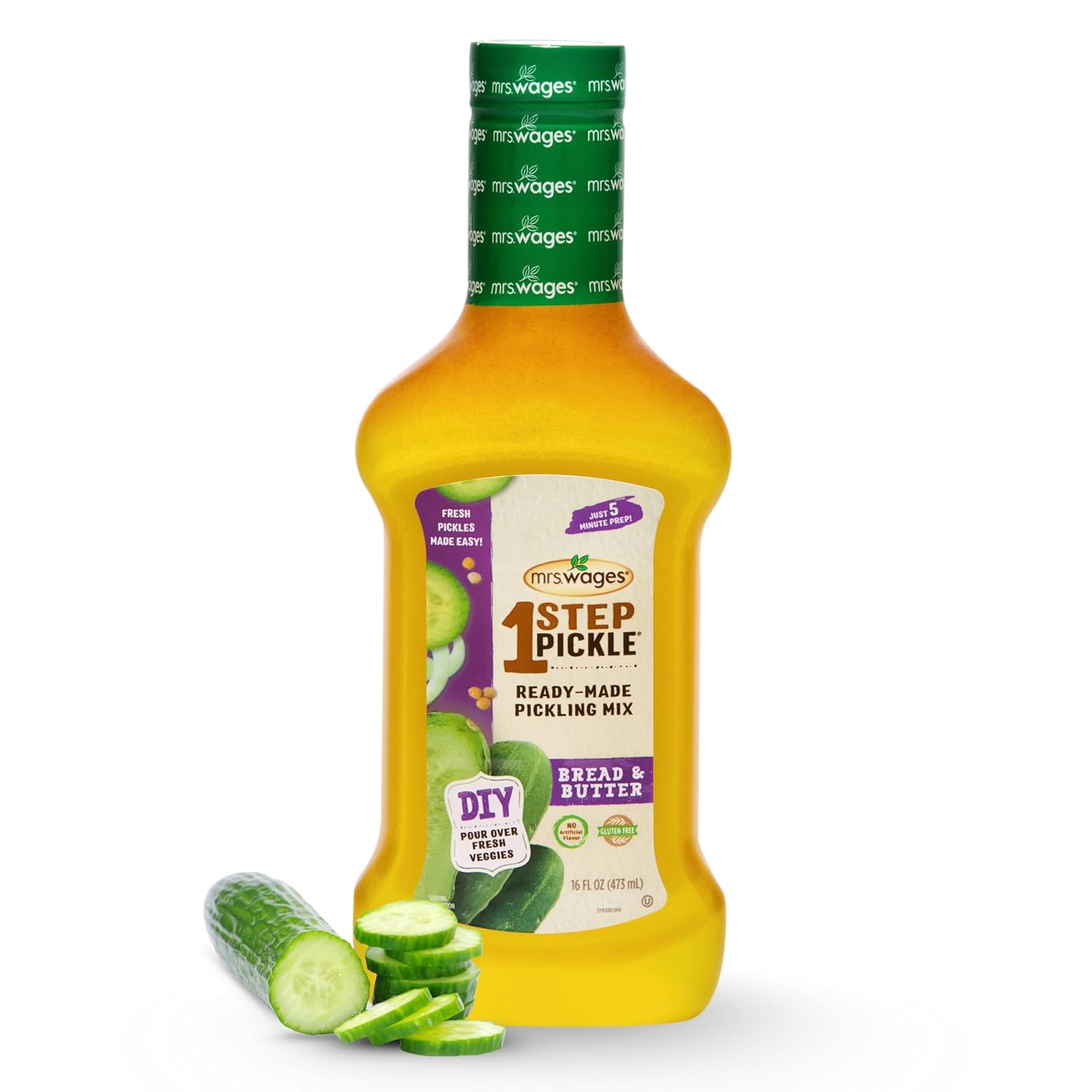 Detalle de Mrs. Wages 1 Step Bread and Butter Pickling Mix, Six 16 fl oz Bottles