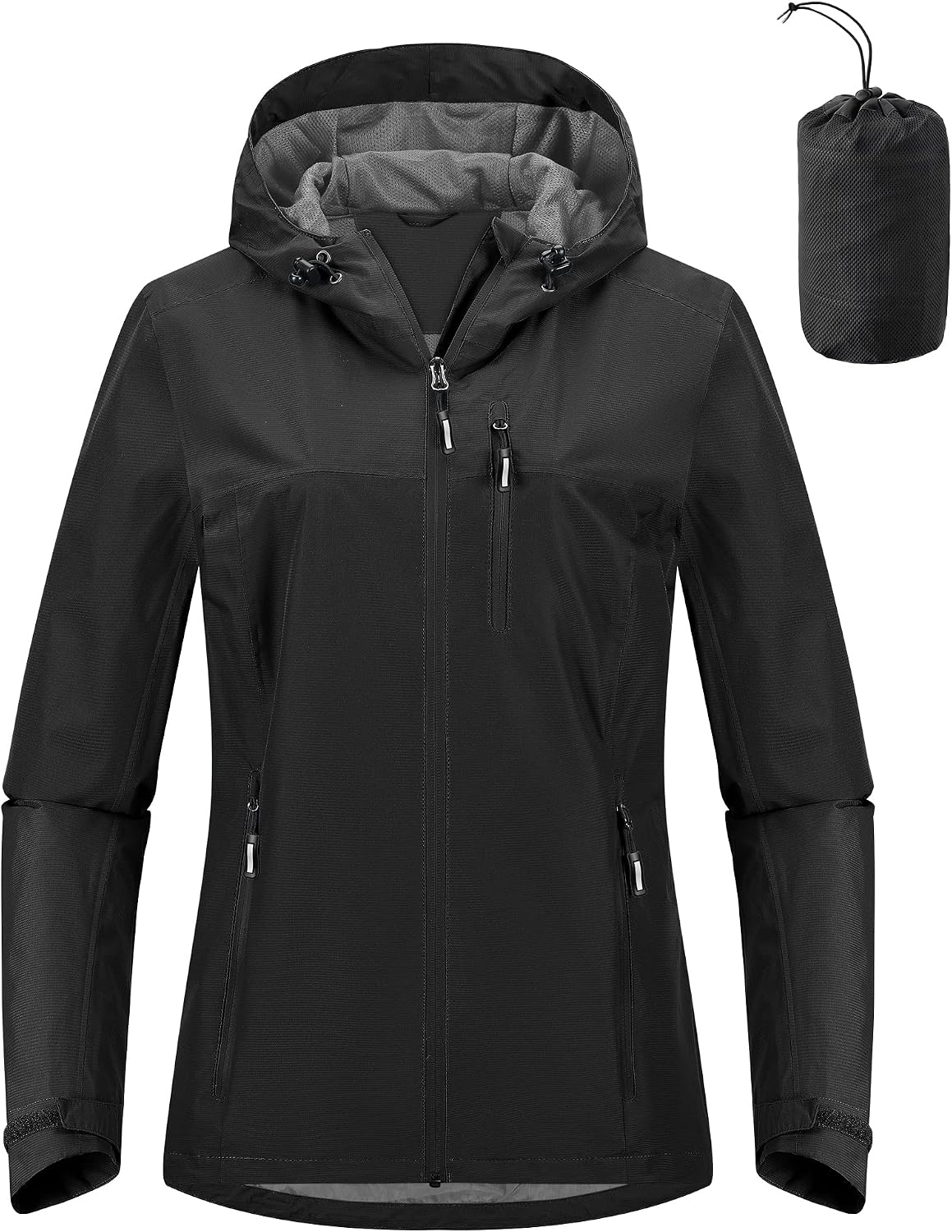 Detalle de Outdoor Ventures Packable Rain Jacket Women – Lightweight, Waterproof with Hood for Cycling