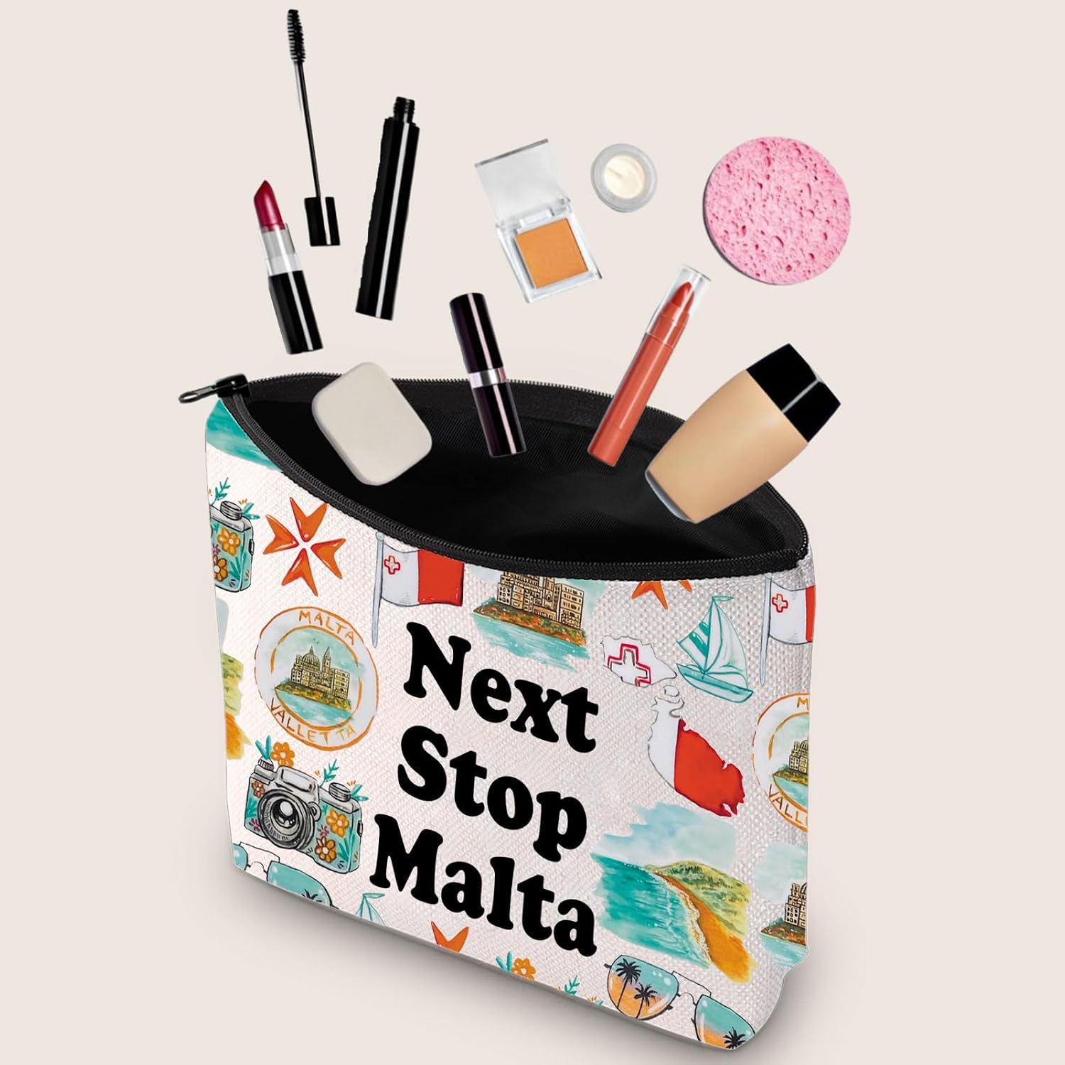 Detalle de JXGZSO Malta Cosmetic Pouch Canvas