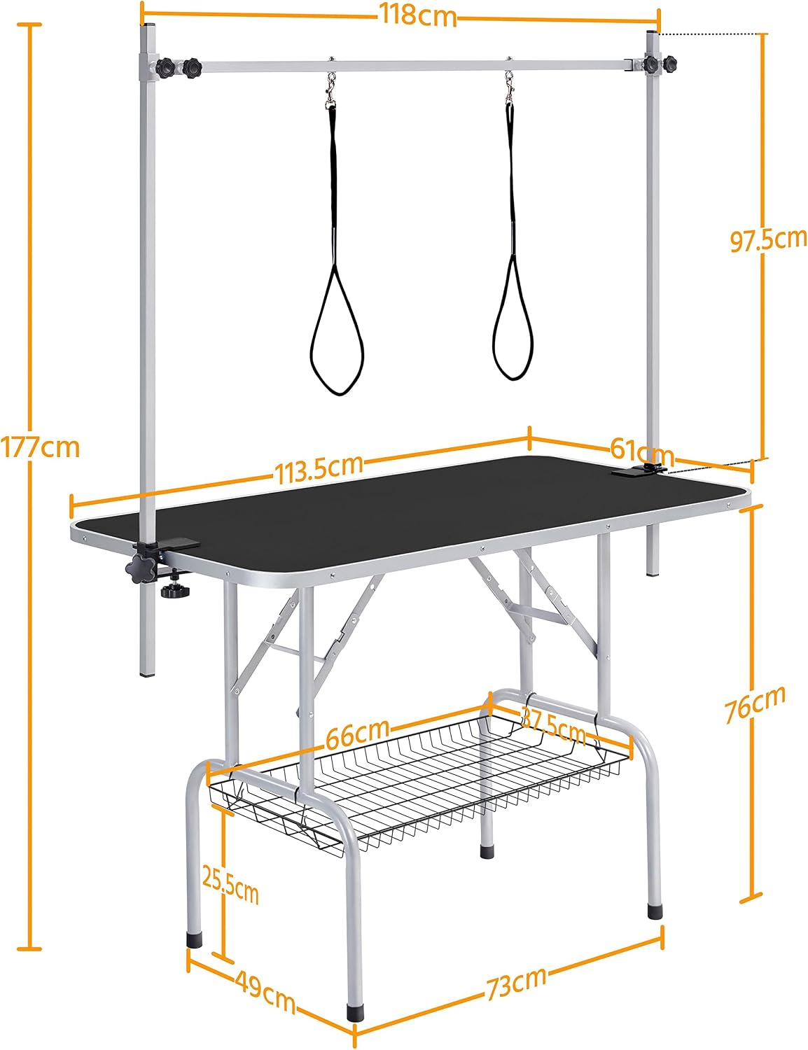 Thumbnail 1 de Yaheetech höhenverstellbarer Trimmtisch für große Hunde (118 x 60 x 177 cm) mit 2 Schlingen – klappbar, max. 120 kg