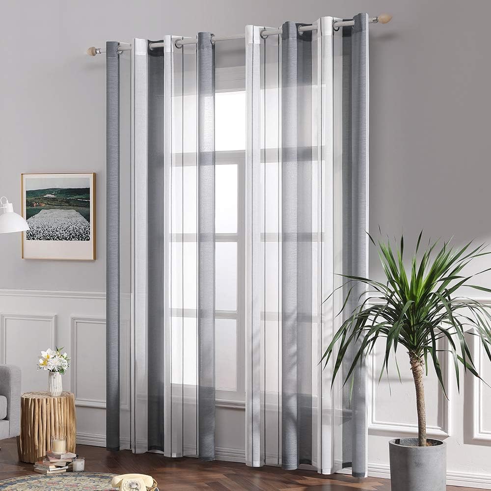 Thumbnail 7 de MIULEE Cortinas Modernas Rayas Blanco y Gris 🌈