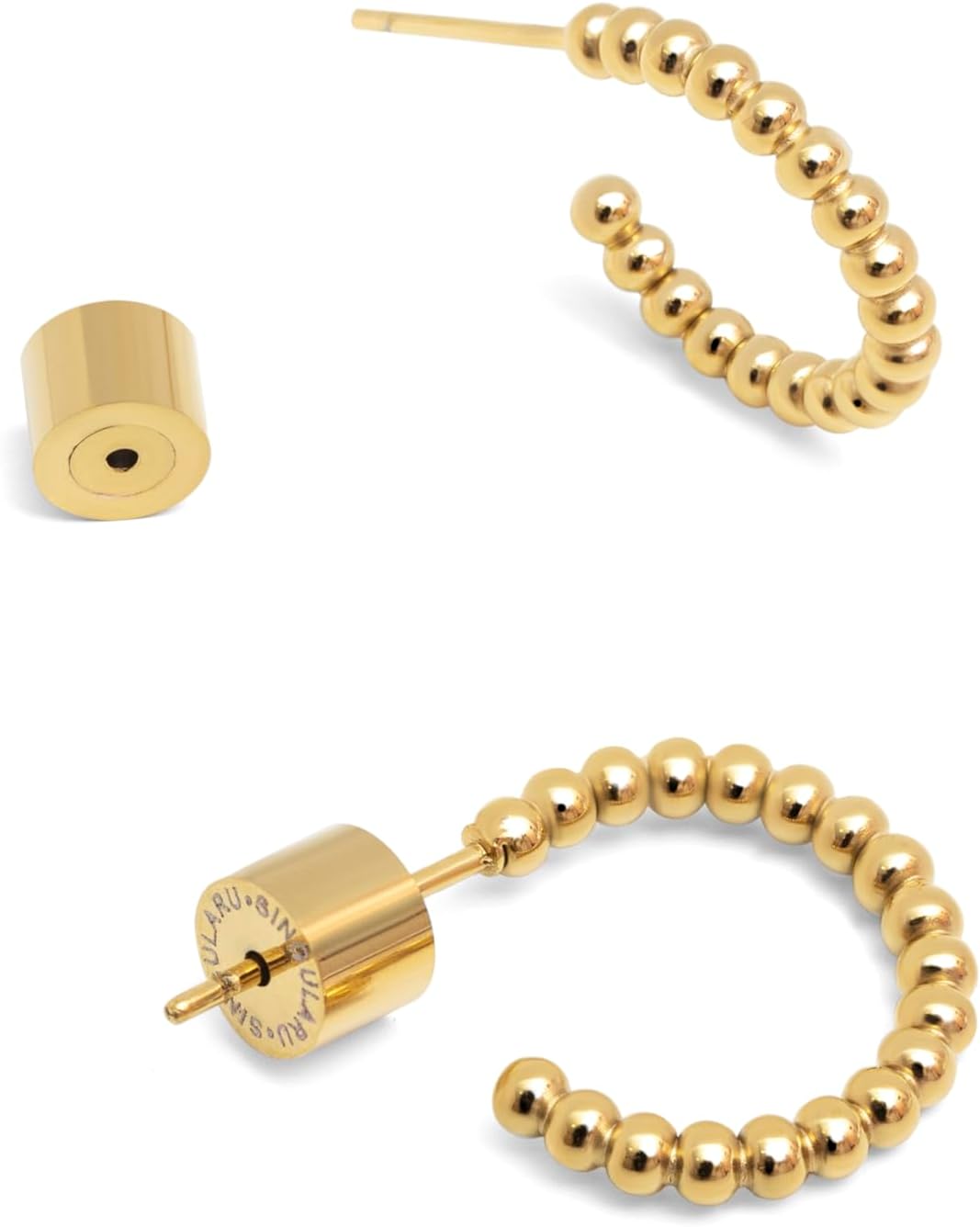 Thumbnail 2 de SINGULARU Pebble Dots S orecchini in acciaio placcato oro 18kt 💍
