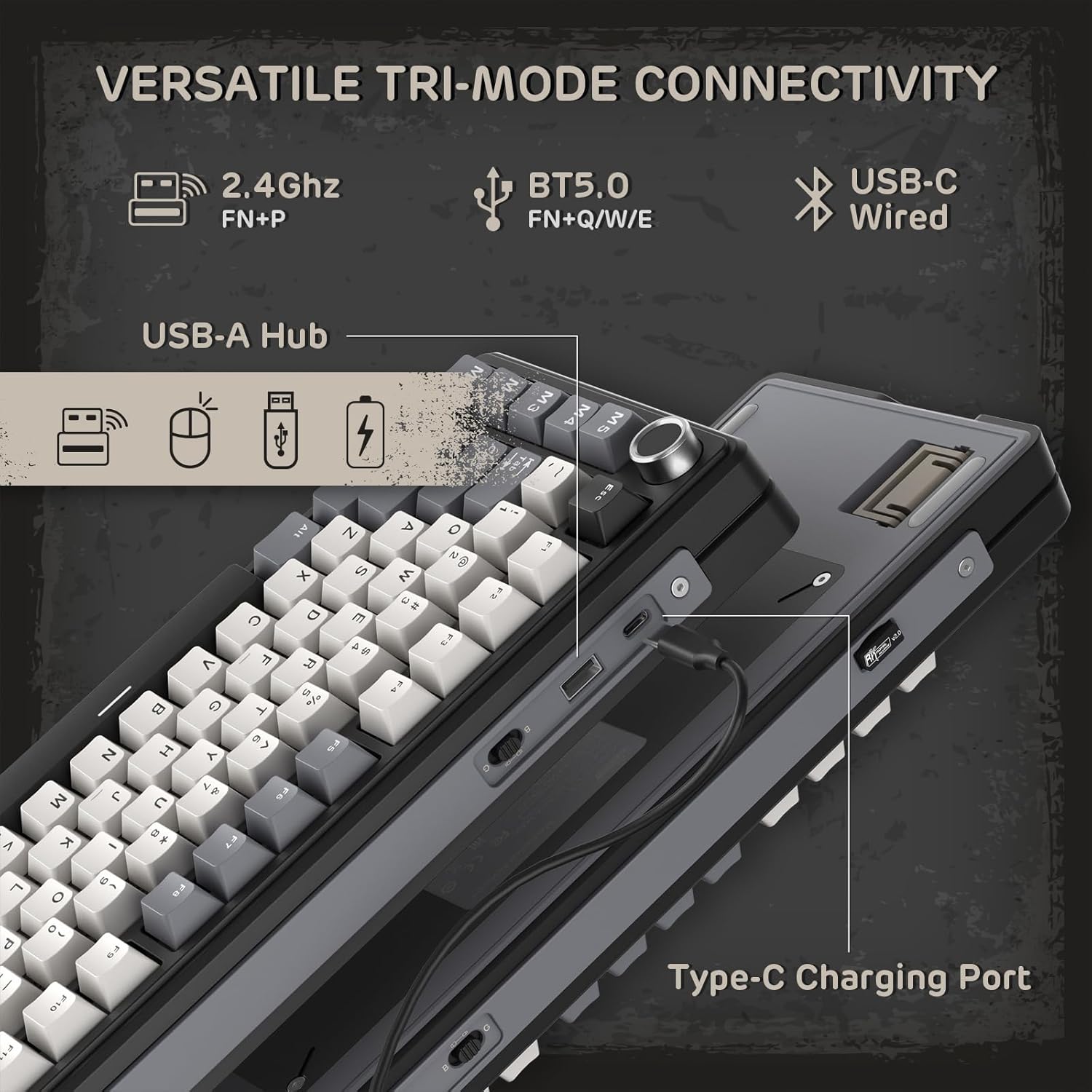 Thumbnail 2 de RK ROYAL KLUDGE L75, clavier mécanique 75 % tri-mode Bluetooth/2,4 GHz/USB-C avec étanchéité et macros