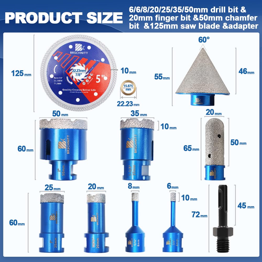 Thumbnail 1 de BRSCHNITT Diamond Drill Bit Set, 5/8-11 Thread