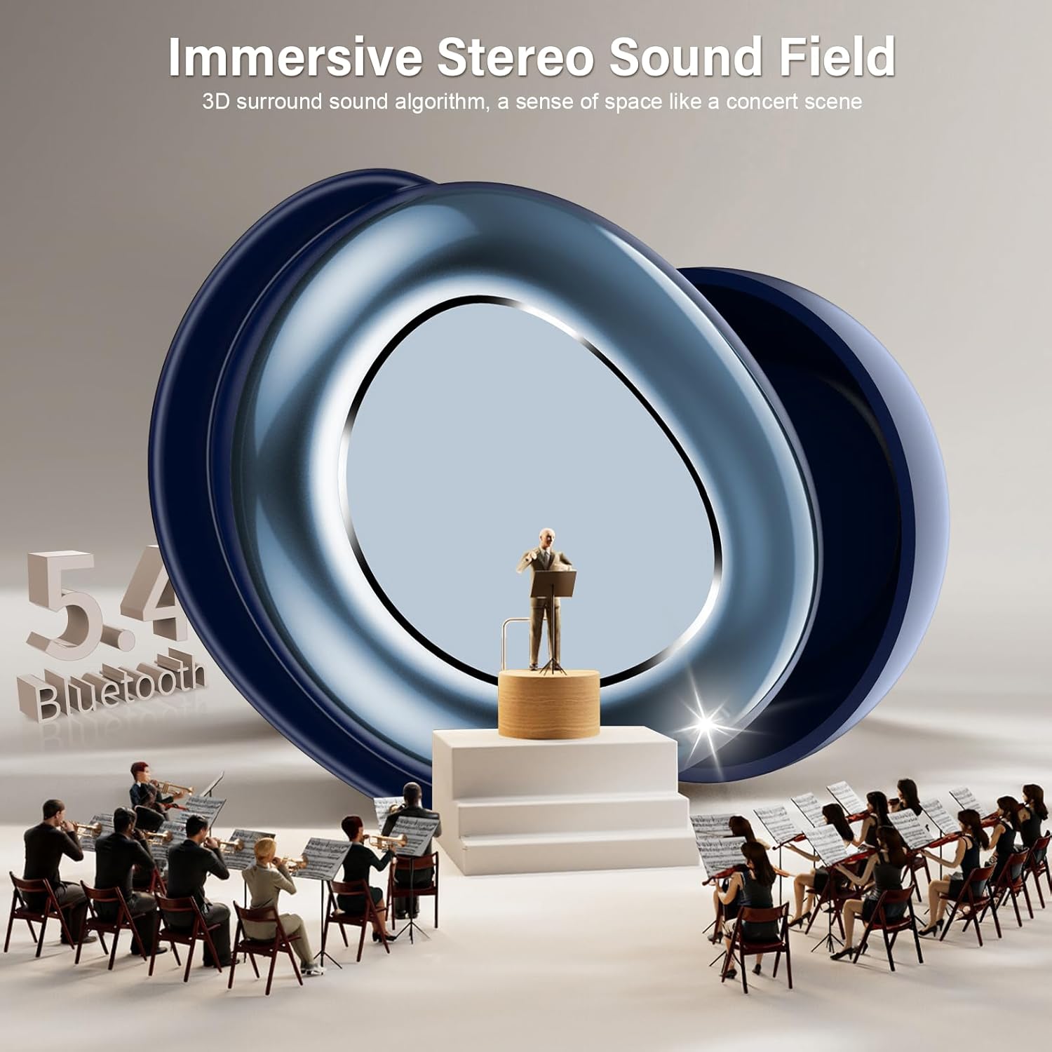 Thumbnail 2 de ZYHKON Sleep Earbuds Bluetooth 5.4 (Small Mini Design, Sleep Mode, Touch Charging Box) — Blue