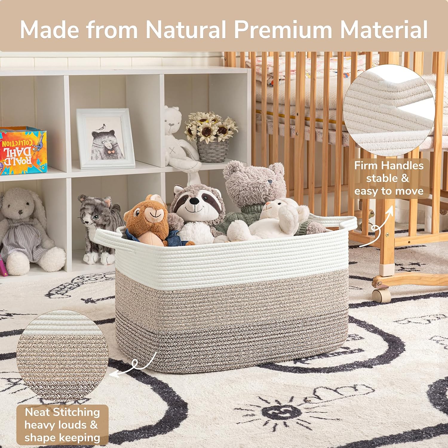 Detalle 2 de Goodpick rope28-Lsquare3pin light brownGoodpick Large Cotton Rope Storage Basket