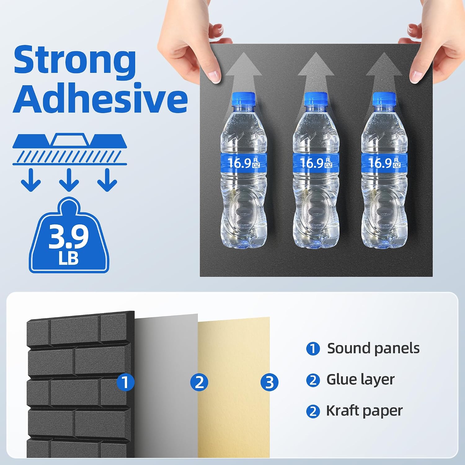 Detalle de NEPIS Brick-Black-12-1 Acoustic Panels, Self-Adhesive Polyester, 12-Pack