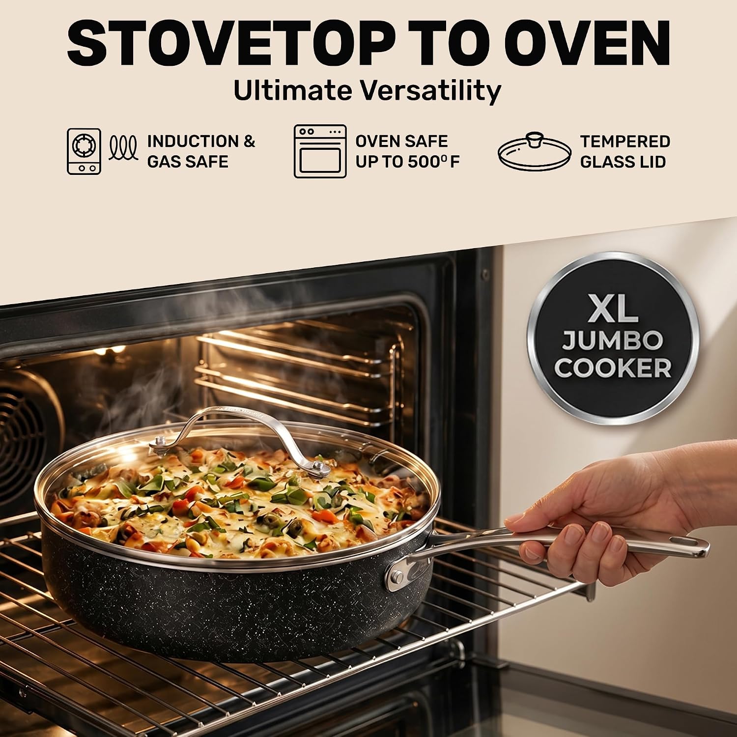 Detalle de Granitestone 20 Pc Complete Pots and Pans Set – Nonstick, Oven & Dishwasher Safe
