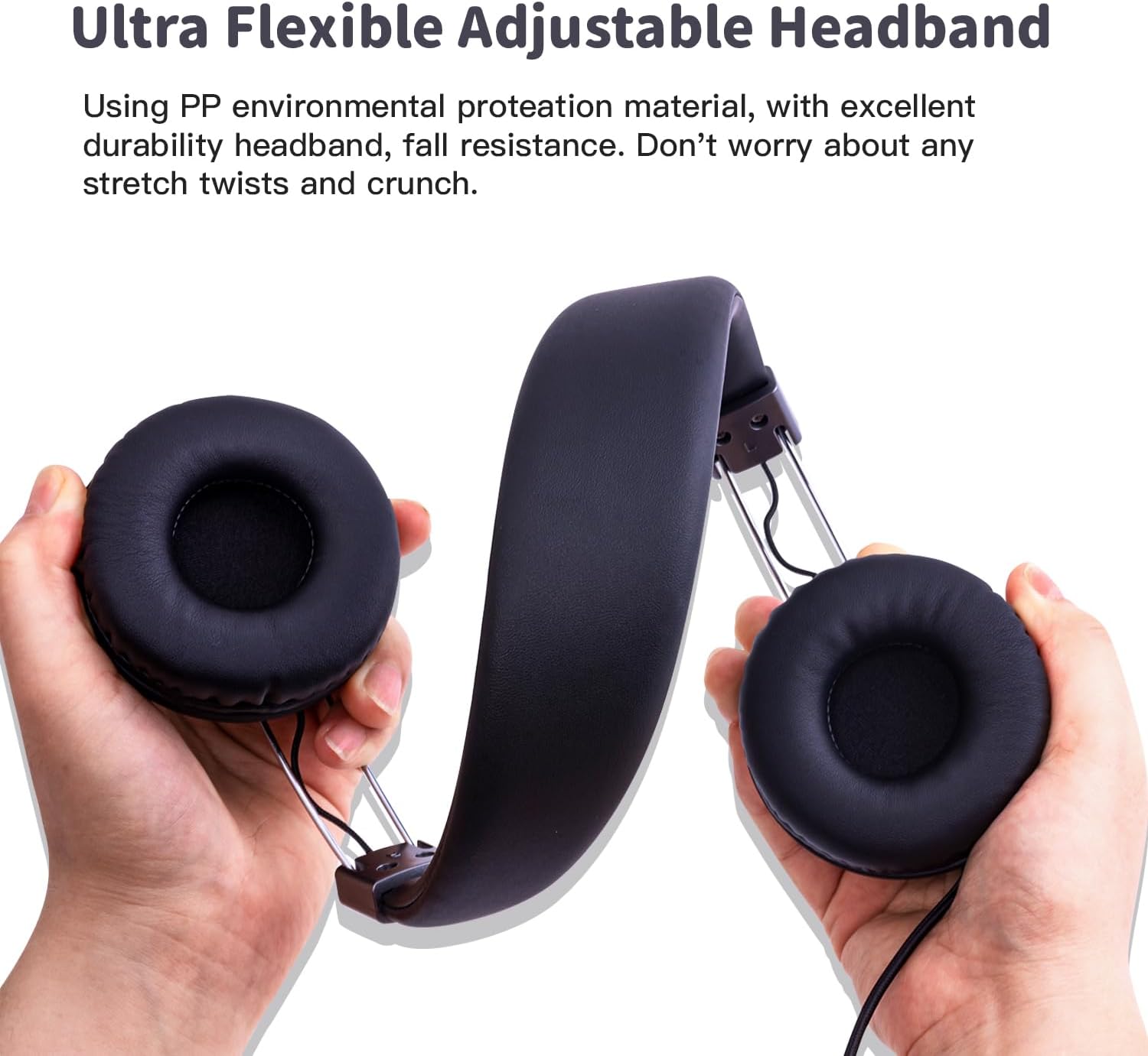 Detalle de Olyre Kids Headphones Wired with Microphone, 3.5mm Jack, Lightweight Foldable, Black