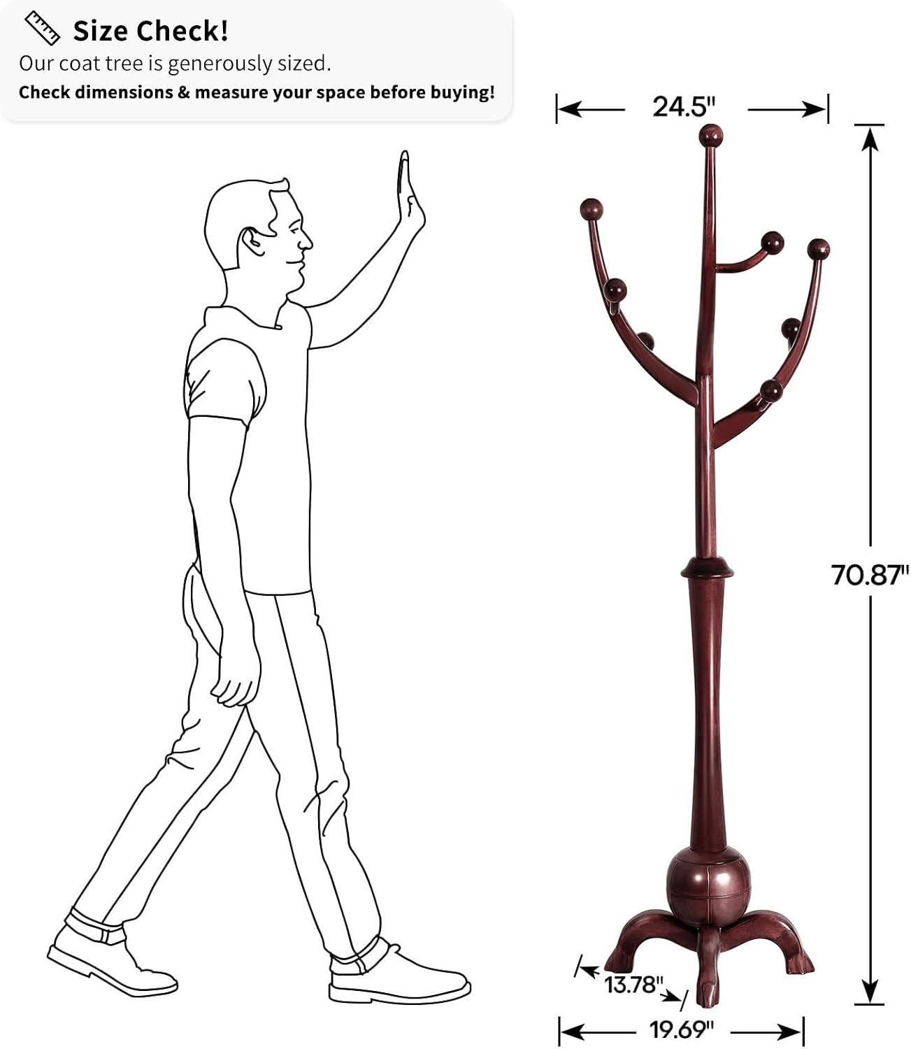 Detalle 2 de Bekrvio Wood Coat Rack in Wine Red