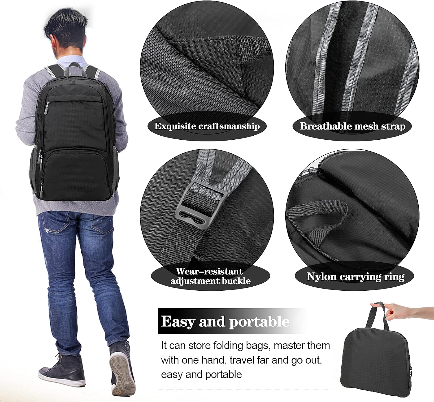Detalle 2 de Dewellyoo Lightweight Foldable Rucksack 20L