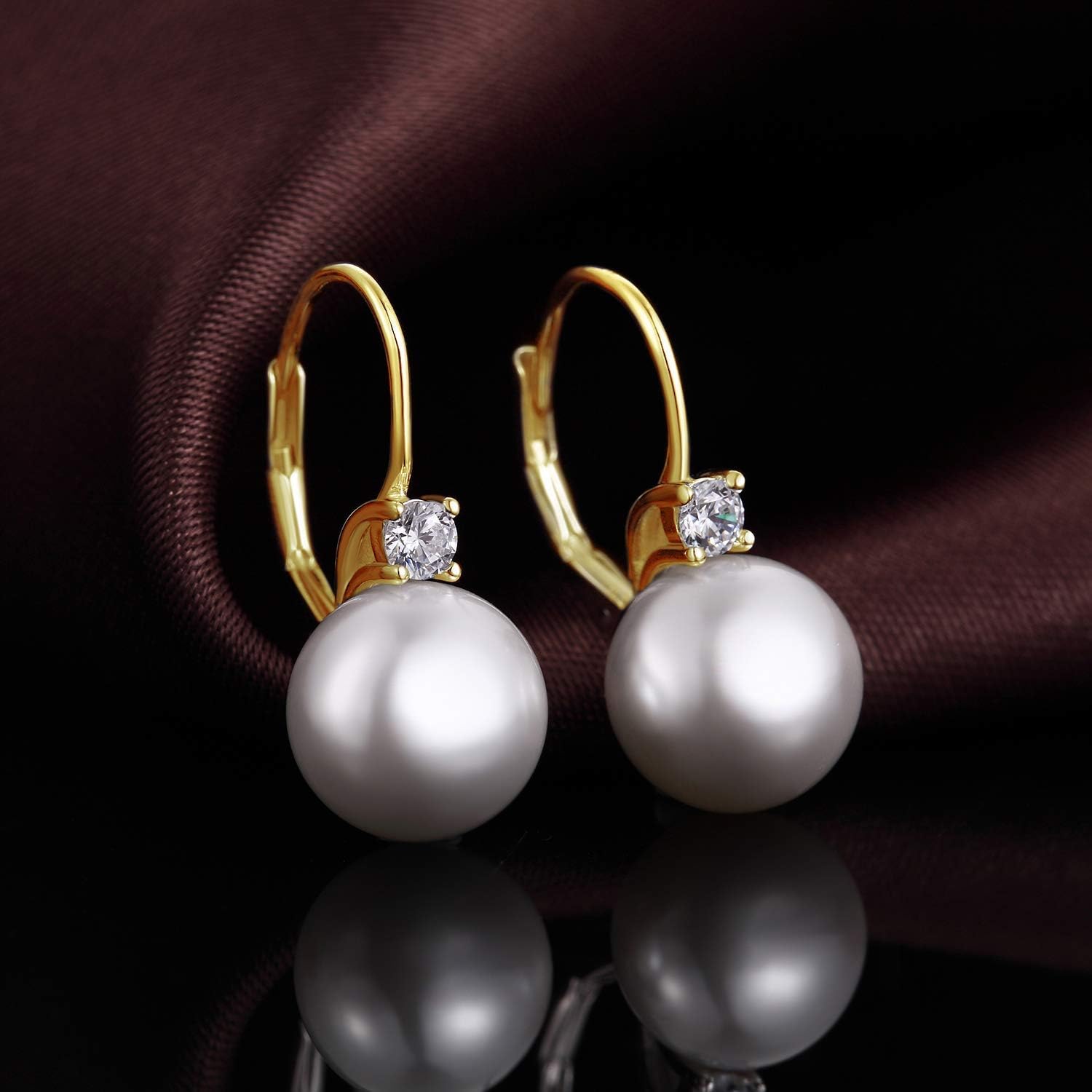 Detalle de Miaofu Perlenohrringe: 18K Weißgold-plattiert, 925 Sterling Silber, hypoallergen, Infinity-Design