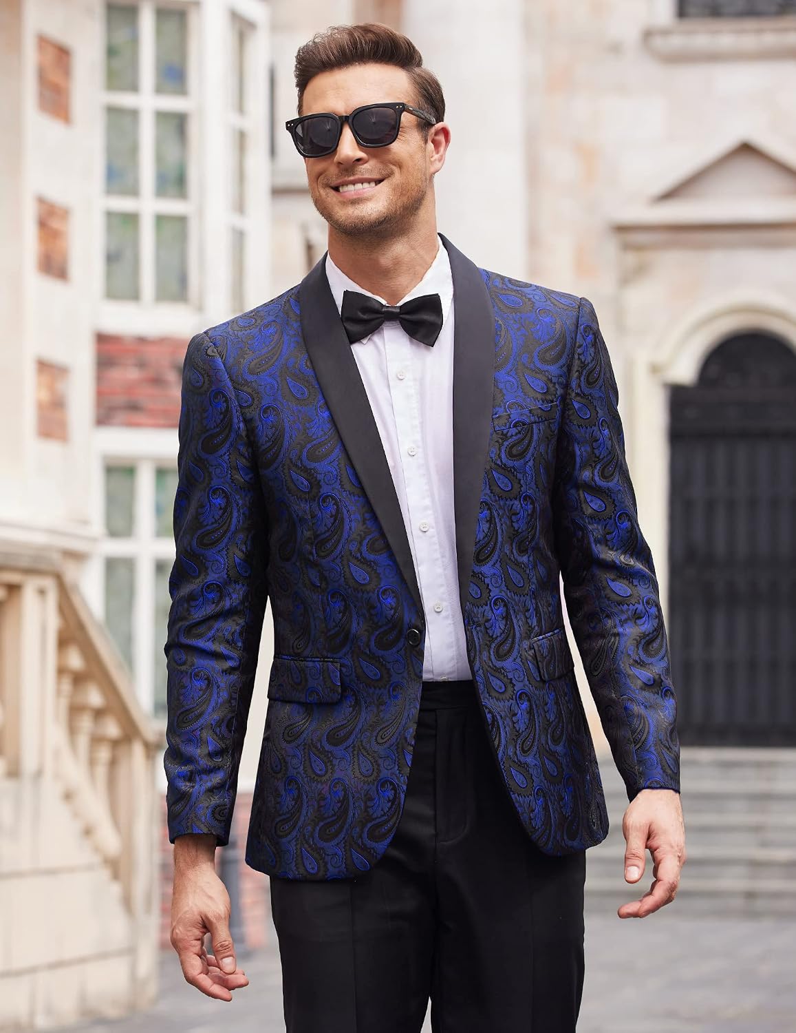 Detalle 2 de COOFANDY ZTJ007662 Floral Paisley Tuxedo Jacket with Shawl Lapel