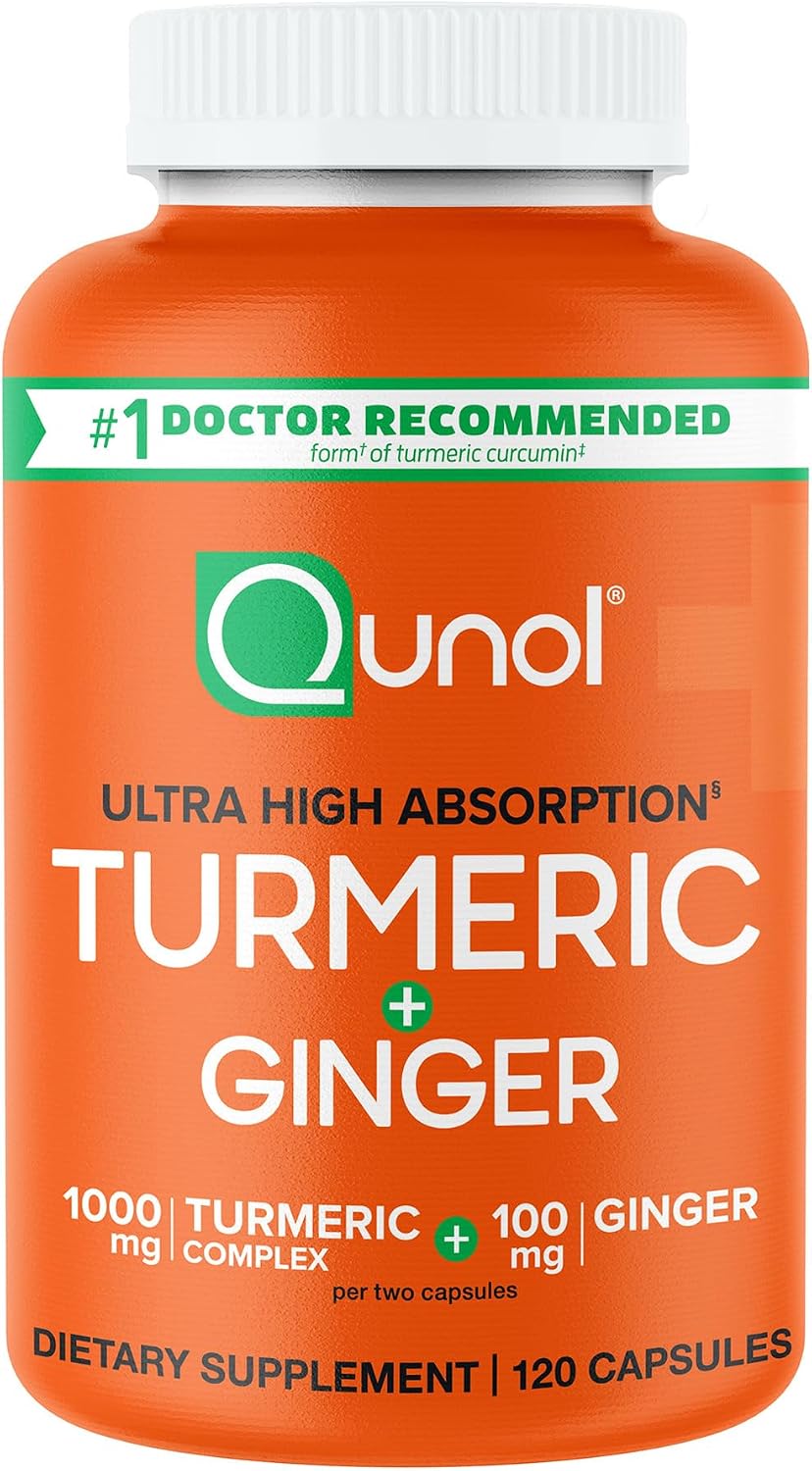 Detalle de Qunol Turmeric Curcumin & Ginger Capsules, 1000 mg + 100 mg, 120 Count