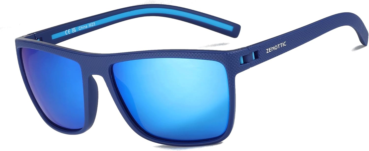 ZENOTTIC Occhiali da sole polarizzati uomo in TR90 con lenti UV400 e montatura quadrata leggera