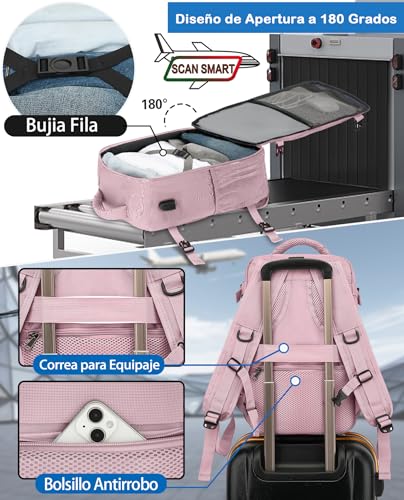 Thumbnail 2 de KLOSTAIN Mochila de Cabina 20L 40x20x25 cm Rosa Claro | Ideal para Ryanair y viajes ligeros
