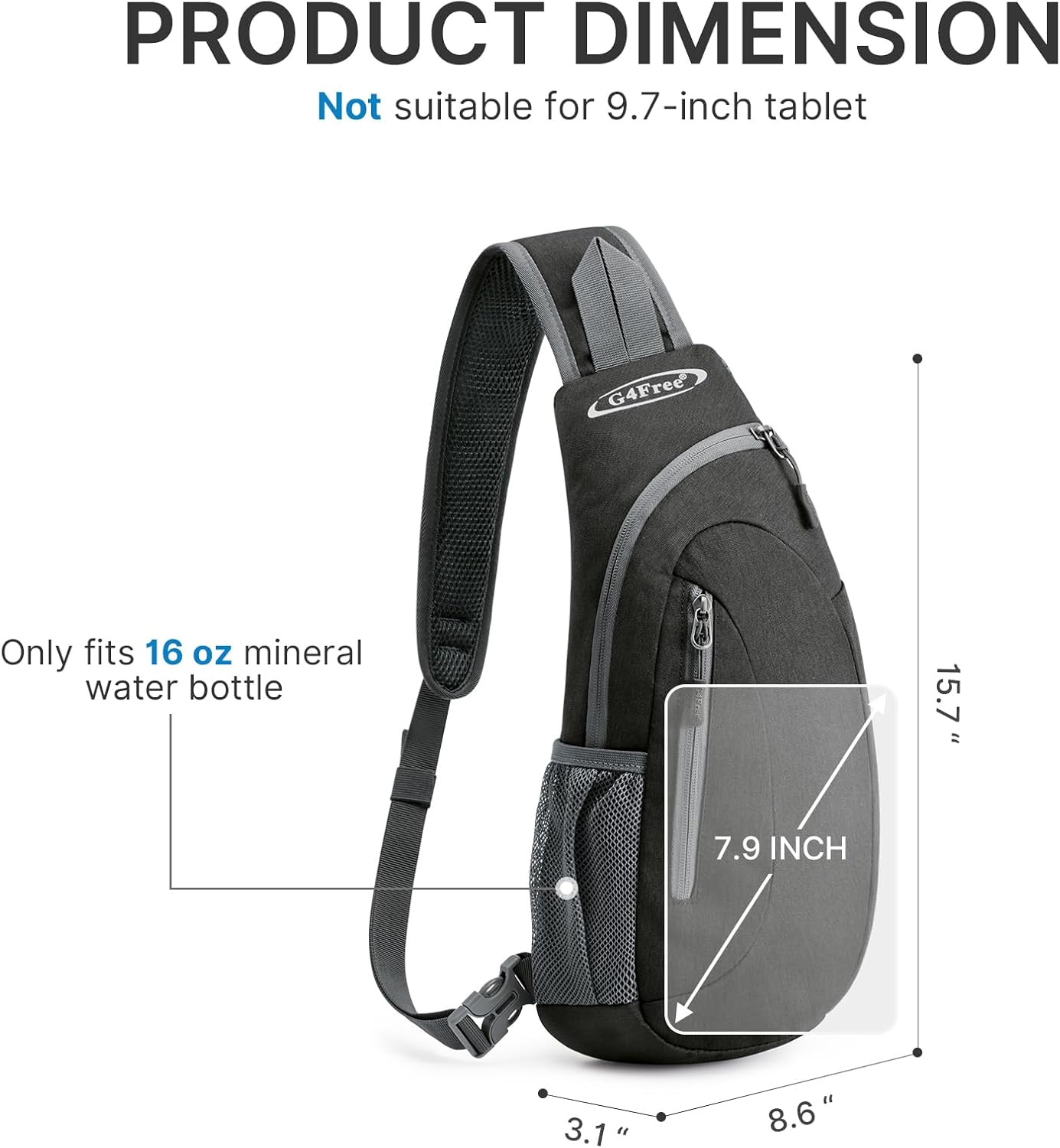 Thumbnail 3 de G4Free Leichte Brusttasche Sling Rucksack 39,5 × 21 × 8,4 cm – Vielseitige Dreiecks-Tasche für Wandern, Radfahren und Alltag