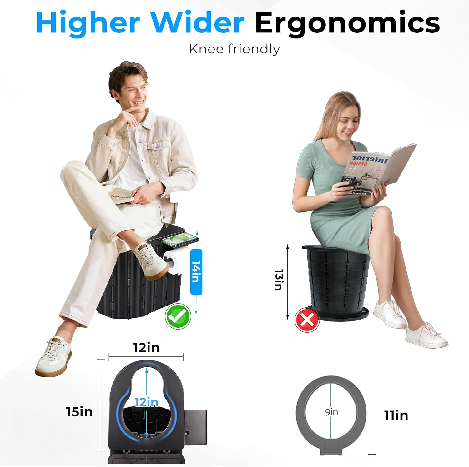 Detalle 2 de Portable Toilet Foldable 450 lb capacity 🚽
