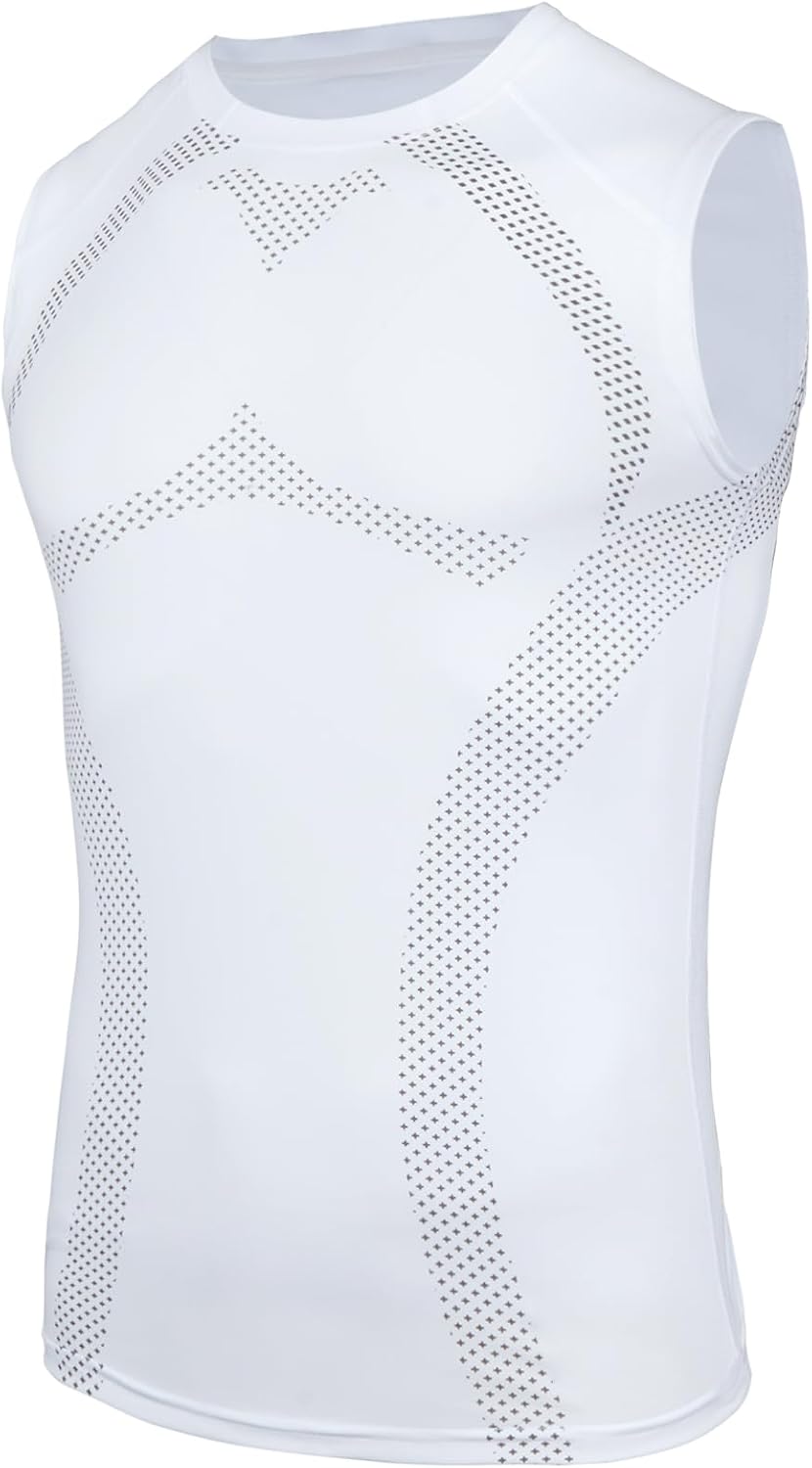 Detalle de AMZSPORT Canotta Compressione Uomo Maglia Senza Maniche