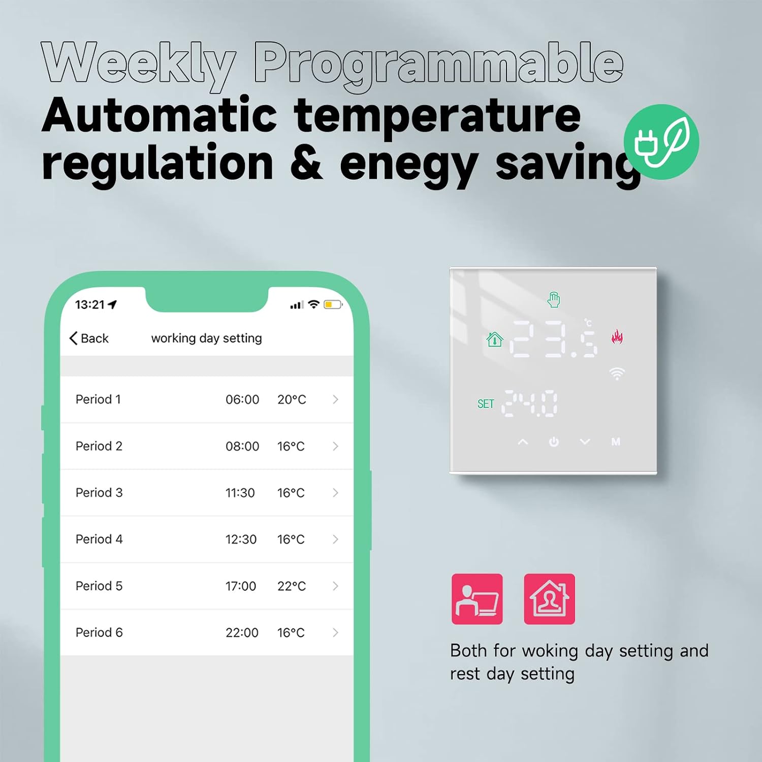 Thumbnail 6 de BEOK CONTROLS TGW60W-WIFI-WPB slimme thermostaat met wifi en weekprogramma