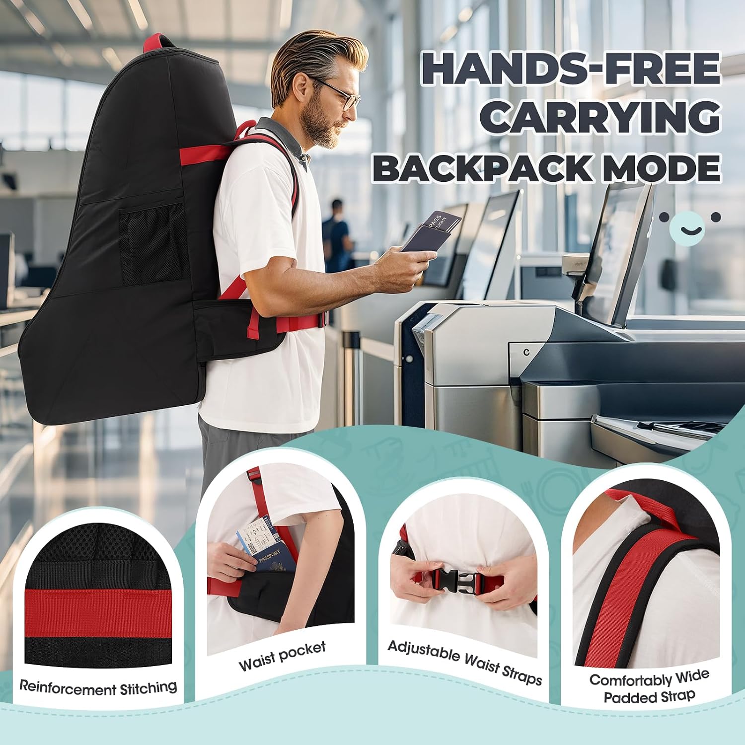 Thumbnail 5 de RAINSMORE Car Seat Travel Bag Backpack — Padded, Water‑Resistant