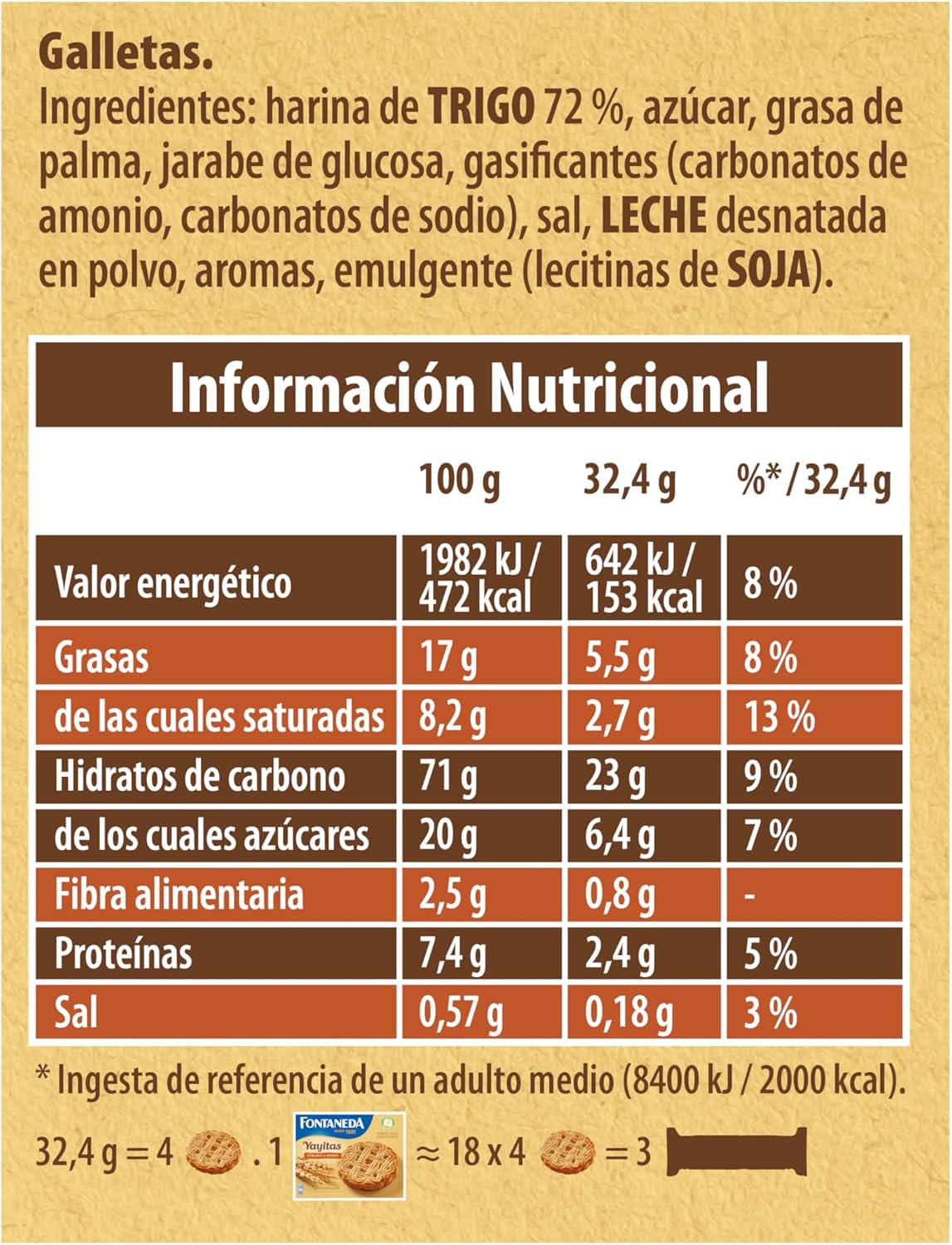 Thumbnail 1 de Fontaneda Yayitas Galletas Doradas al Horno 🍪, 72% Cereales, 600 g