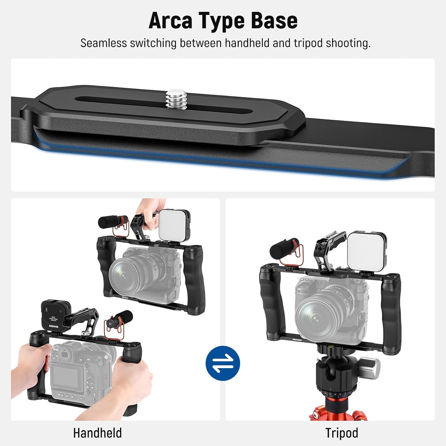 Thumbnail 6 de NEEWER Universal Camera Cage with Top Handle, Cold Shoe Monitor Mount & Dual Handgrips (CA016T+MA006)