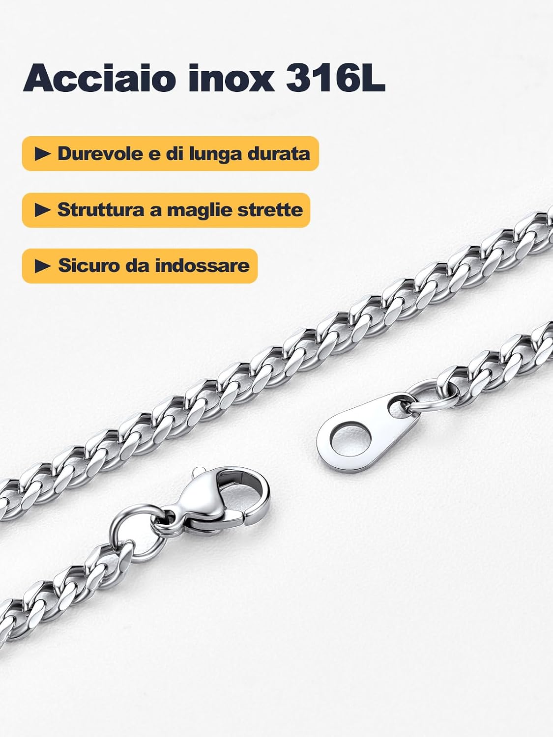 Thumbnail 4 de U7 Collana Catena Cubana 55 cm 6 mm