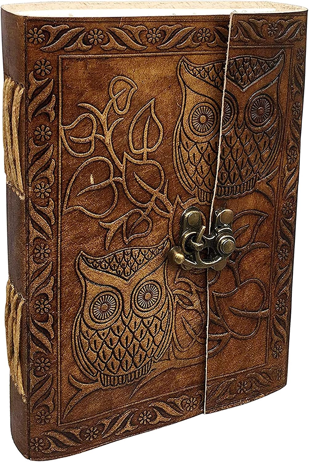 Detalle de Creative Leather Art Owl Leather Journal, 7 x 5 Inches